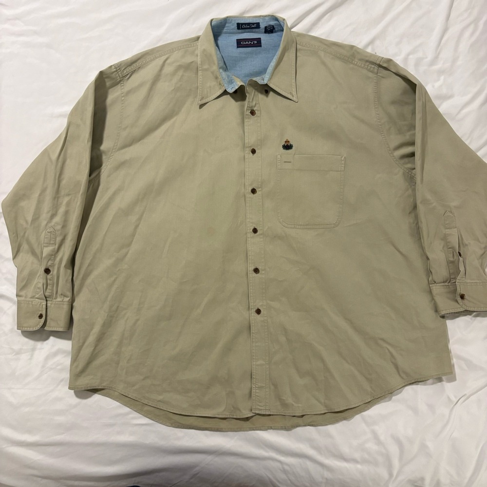 GANT Classic Sport Shirt Mens 3X Big Khaki Tan Button Down Collar 100% Cotton